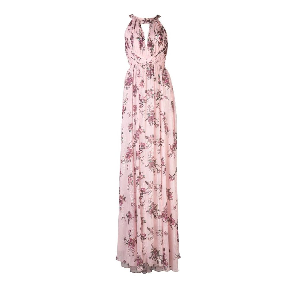 Marchesa Notte Bridesmaids Blush Floral Halter Gown - Picture 7 of 15